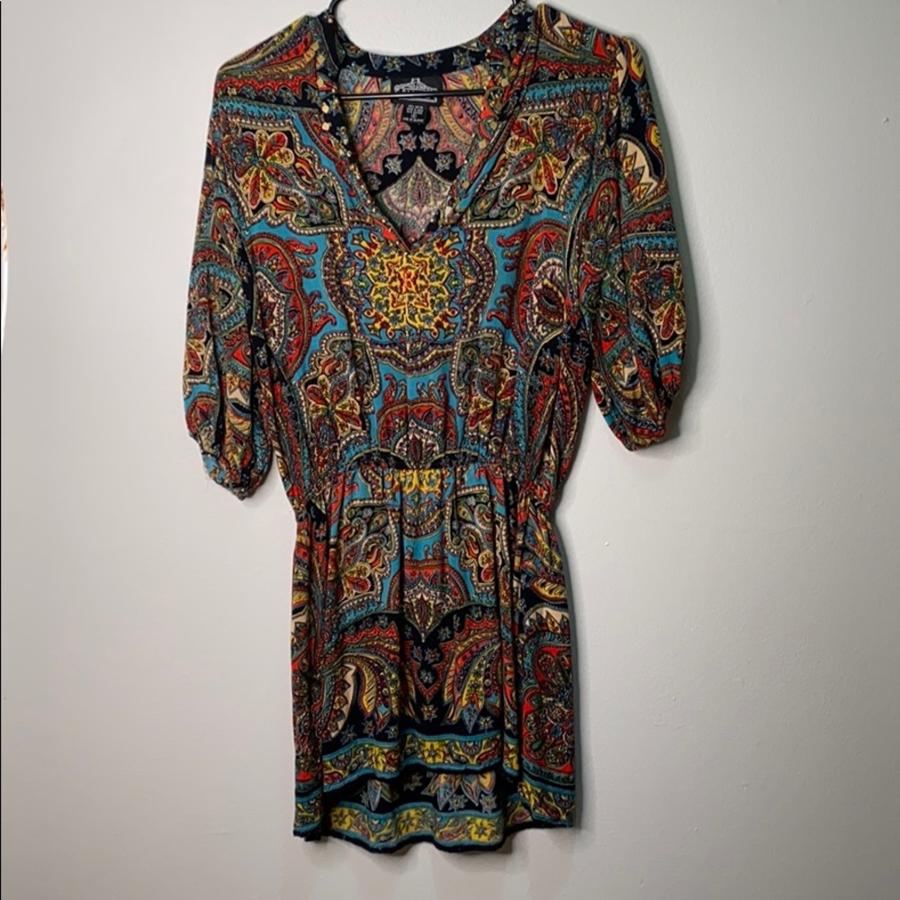 Angie Boho Funky Pattern Deep V Tunic